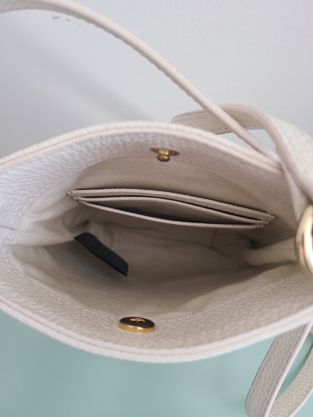 Quince Pebbled Leather Crossbody in Stone - Picture 4 of 10